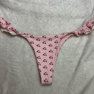 Frankie's bikinis cherry print ruffle detail skimpy bikini bottom